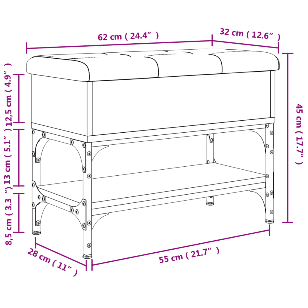 vidaXL Παπουτσοθήκη Καφέ Δρυς 62x32x45 εκ. από Επεξεργασμένο Ξύλο
