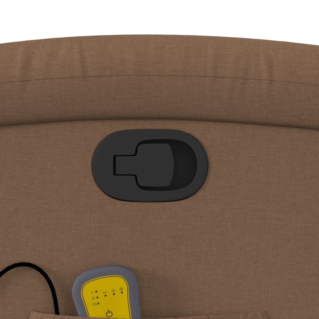 vidaXL Πολυθρόνα Μασάζ Ανακλινόμενη με Ανύψωση Καφέ Υφασμάτινη