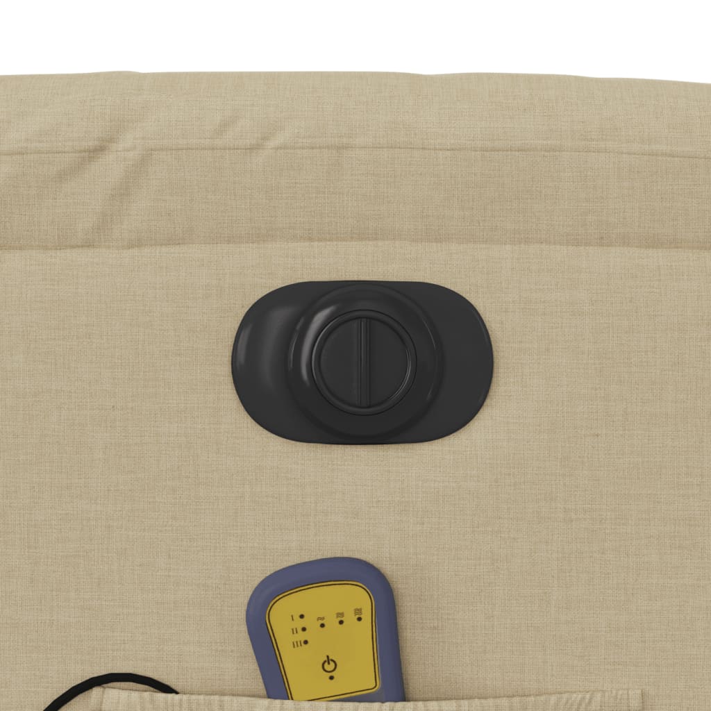 vidaXL Πολυθρόνα Μασάζ Ηλεκ. Ανακλινόμενη με Ανύψωση Κρεμ Υφασμάτινη