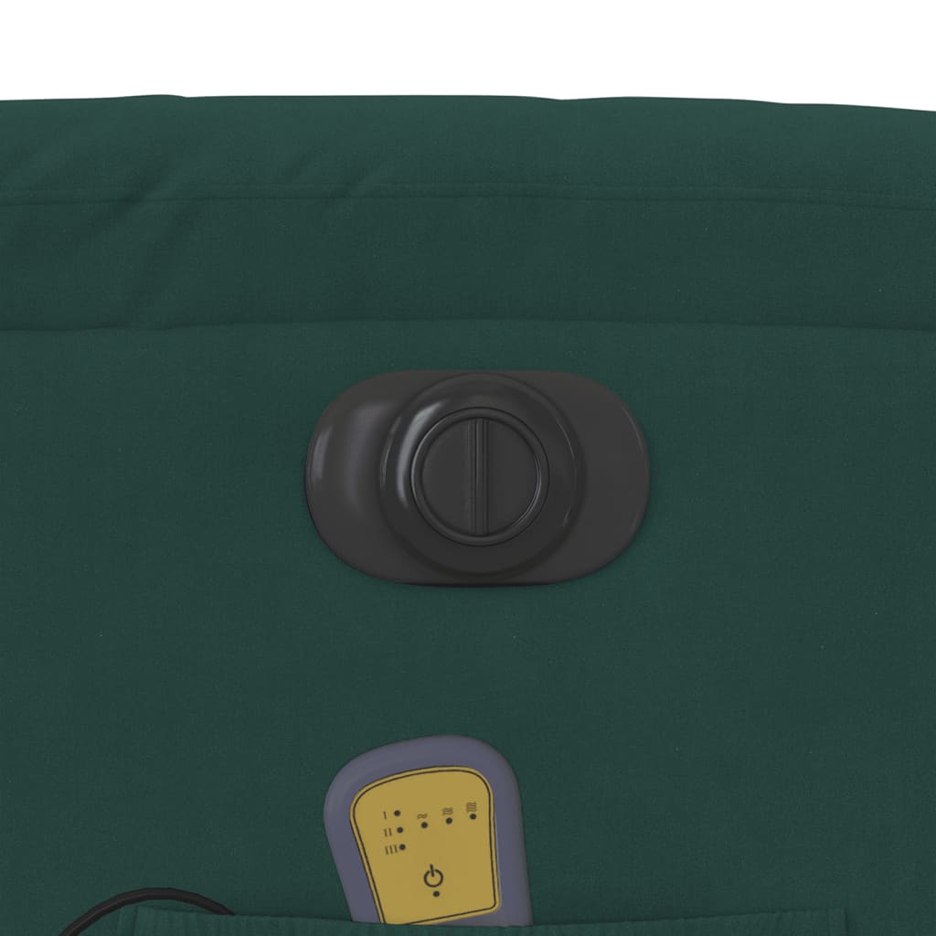 vidaXL Πολυθρόνα Μασάζ Ανακλινόμενη Ηλεκτρική Σκούρο Πράσινο Βελούδινη