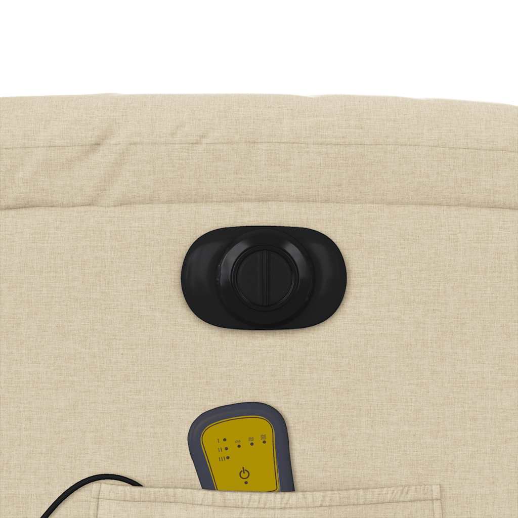 vidaXL Πολυθρόνα Μασάζ Ανακλινόμενη Ηλεκτρική Κρεμ Υφασμάτινη