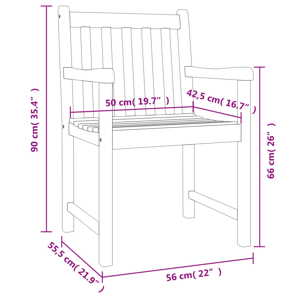 vidaXL Καρέκλες Κήπου 6 τεμ. 56 x 55,5 x 90 εκ. από Μασίφ Ξύλο Ακακίας