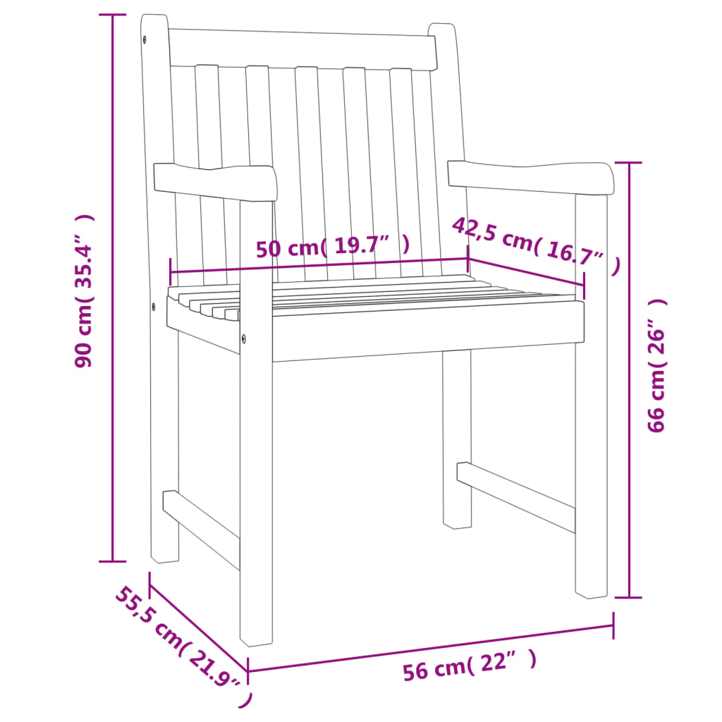 vidaXL Καρέκλες Κήπου 8 τεμ. 56 x 55,5 x 90 εκ. από Μασίφ Ξύλο Ακακίας