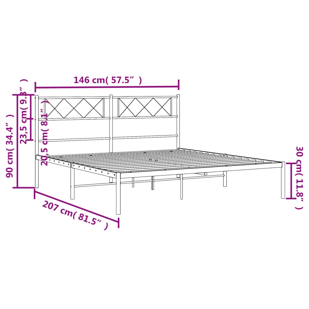 vidaXL Πλαίσιο Κρεβατιού με Κεφαλάρι Λευκό 140 x 200 εκ. Μεταλλικό