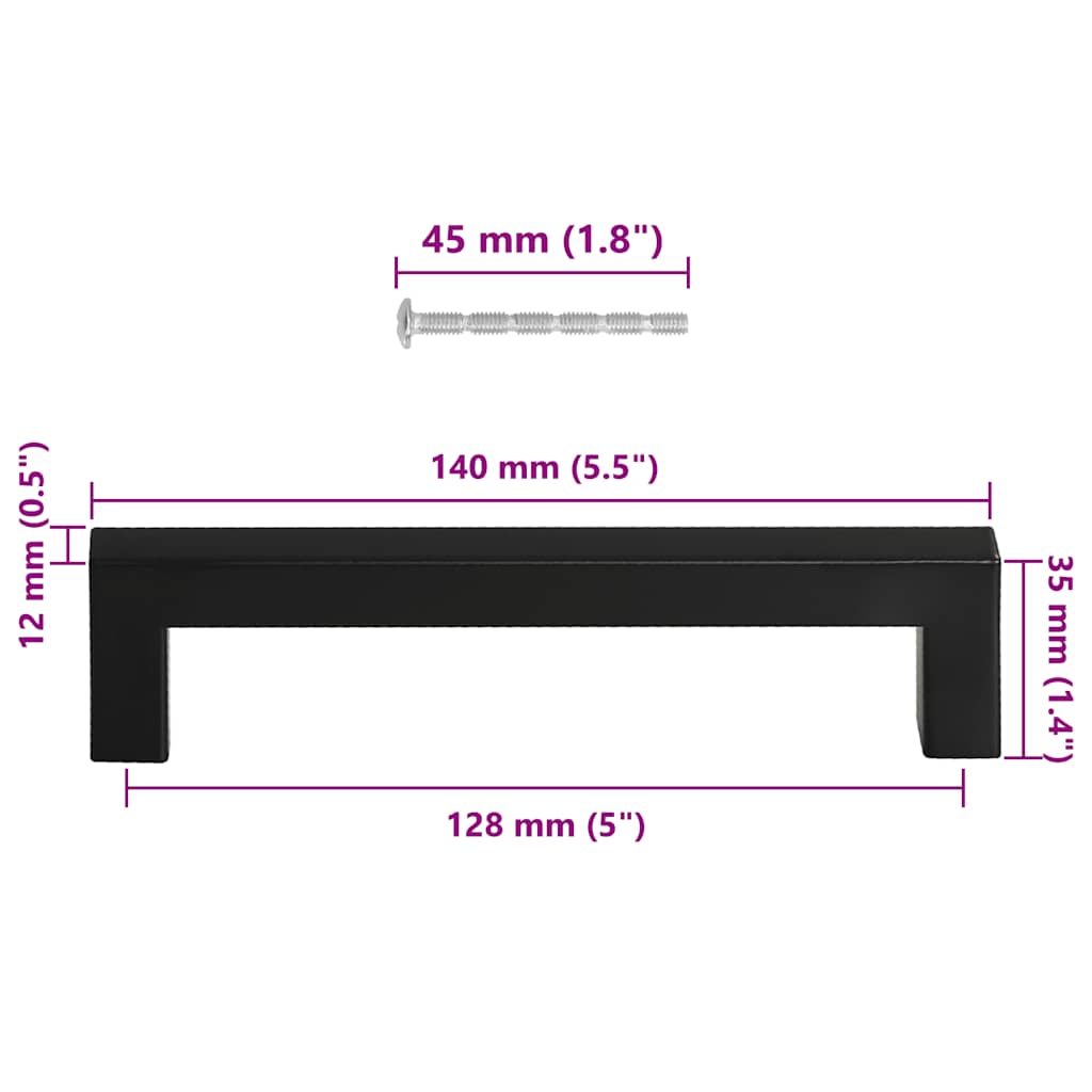 vidaXL Λαβές Ντουλαπιών 10 τεμ. Μαύρες 128 χιλ. από Ανοξείδωτο Ατσάλι
