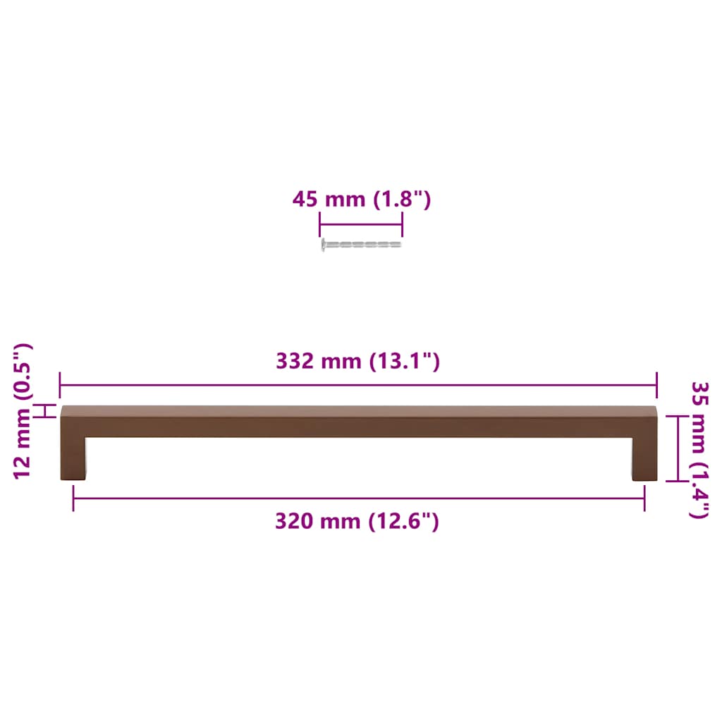 vidaXL Λαβές Ντουλαπιών 5 τεμ. Μπρονζέ 320 χιλ. από Ανοξείδωτο Ατσάλι