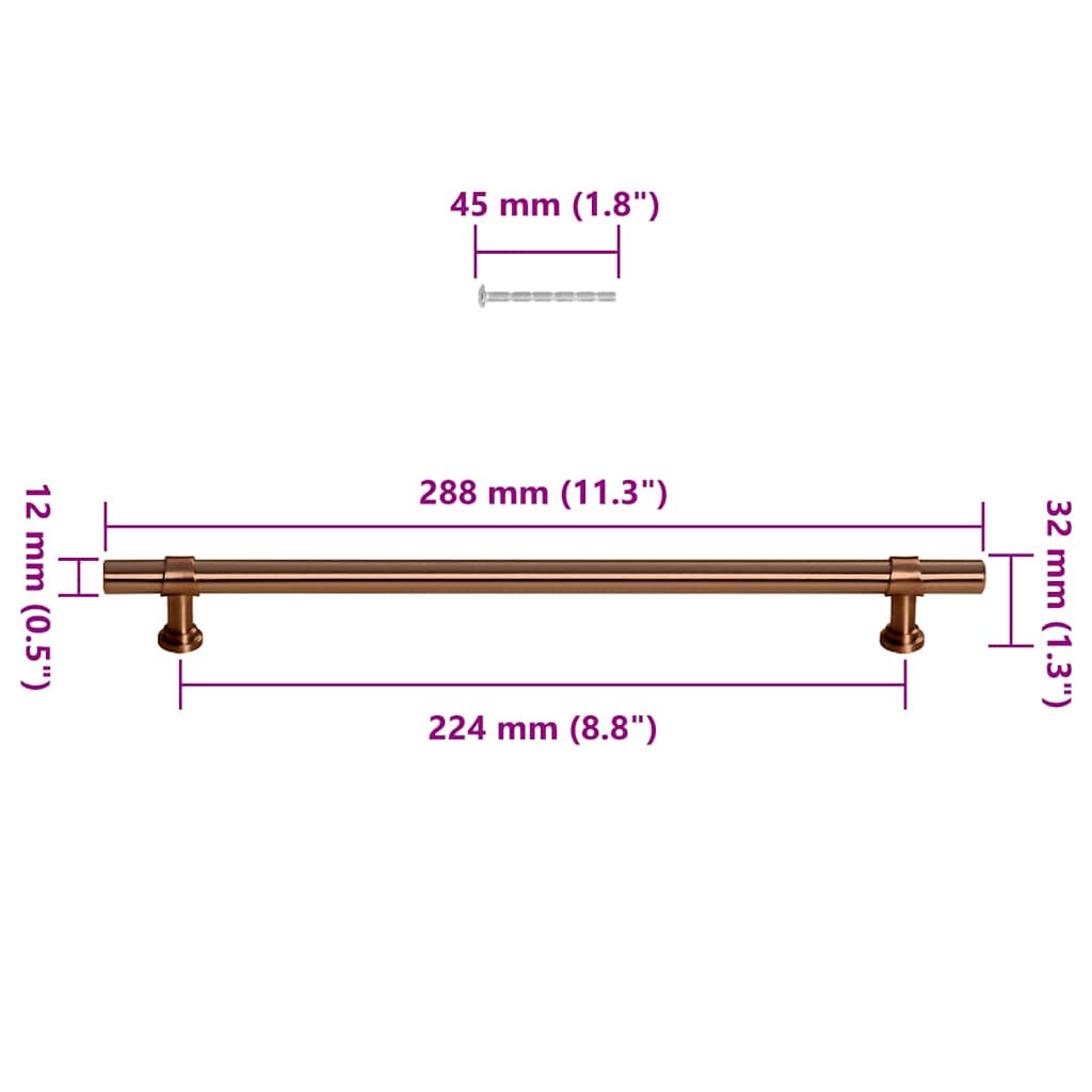 vidaXL Λαβές Ντουλαπιών 5 τεμ. Μπρονζέ 480 χιλ. από Ανοξείδωτο Ατσάλι