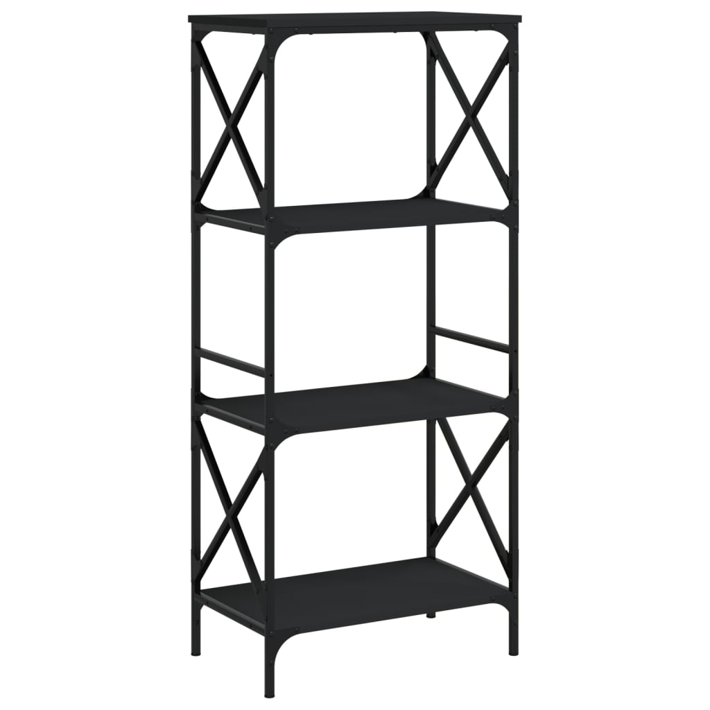 vidaXL Βιβλιοθήκη 4 Επιπέδων Μαύρη 59x35x132 εκ. Επεξεργασμένο Ξύλο