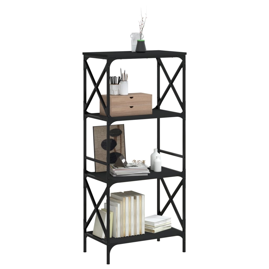 vidaXL Βιβλιοθήκη 4 Επιπέδων Μαύρη 59x35x132 εκ. Επεξεργασμένο Ξύλο