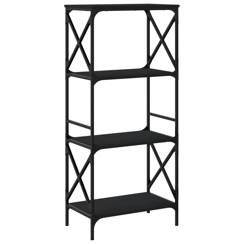 vidaXL Βιβλιοθήκη 4 Επιπέδων Μαύρη 59x35x132 εκ. Επεξεργασμένο Ξύλο