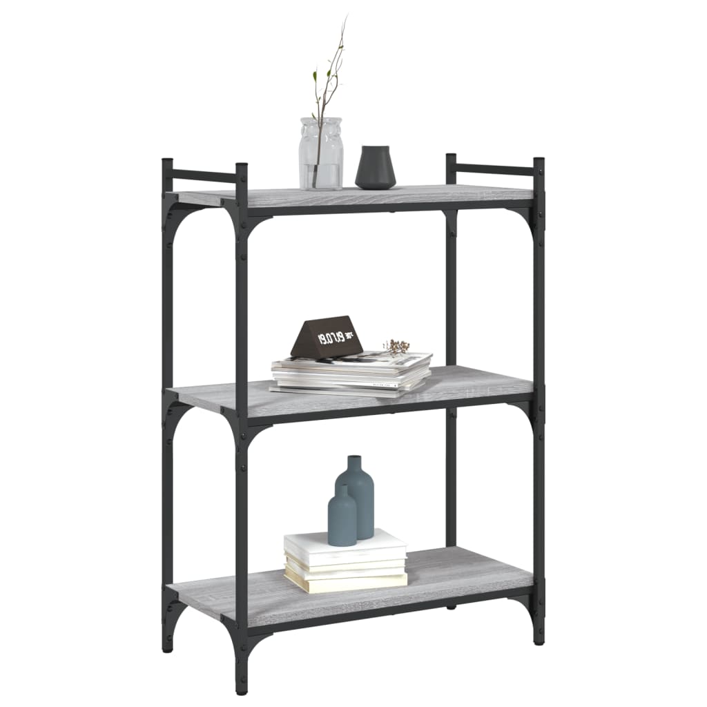 vidaXL Βιβλιοθήκη 3 Επιπέδων Γκρι Sonoma 60x30x86 εκ. Επεξεργ. Ξύλο