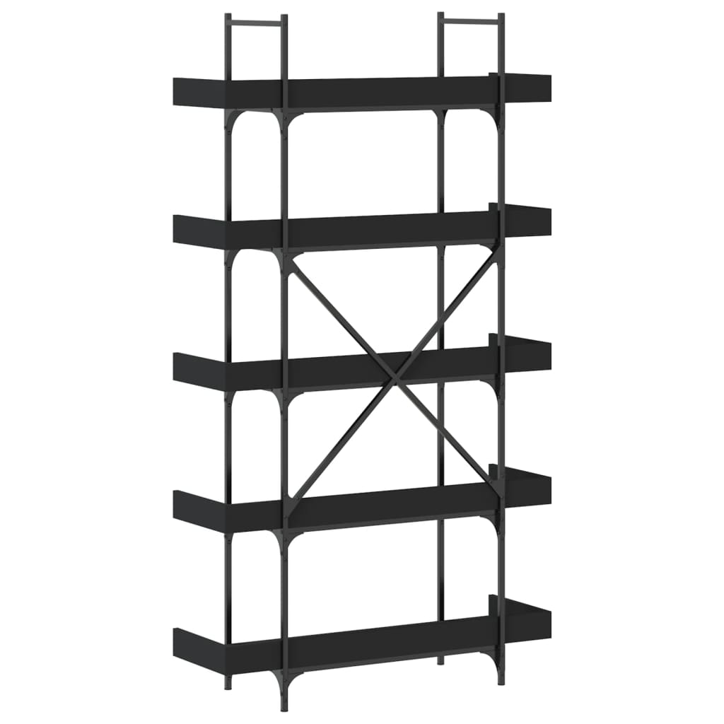 vidaXL Βιβλιοθήκη 5 Επιπέδων Μαύρη 100 x 33 x 180,5 εκ. Επεξεργ. Ξύλο