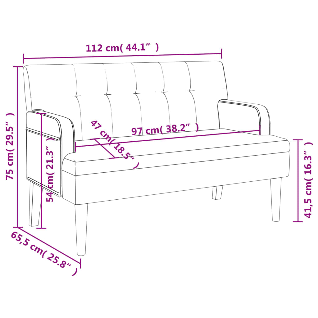 vidaXL Παγκάκι με Πλάτη Καπουτσίνο 112x65,5x75 εκ.