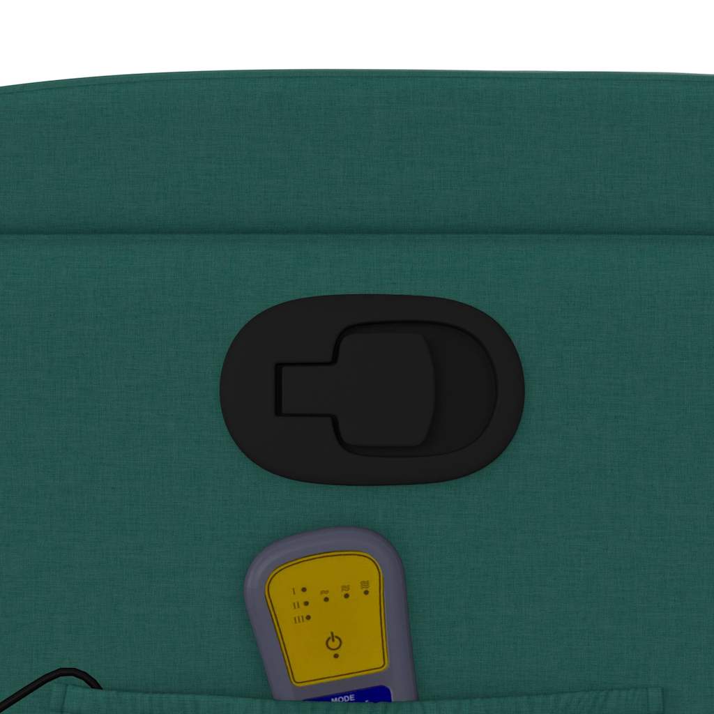 vidaXL Πολυθρόνα Μασάζ Ανακλινόμενη Σκούρο Πράσινο Υφασμάτινη