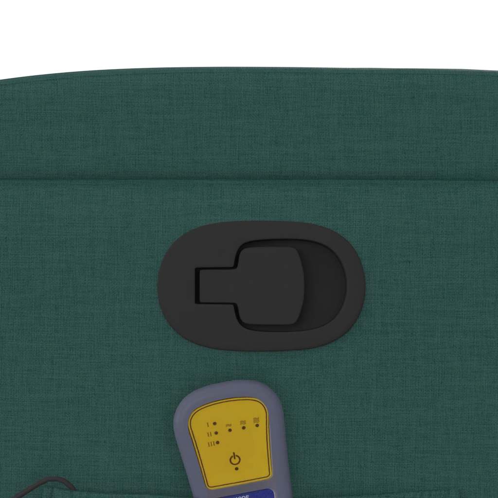 vidaXL Πολυθρόνα Μασάζ Ανακλινόμενη Σκούρο Πράσινο Υφασμάτινη