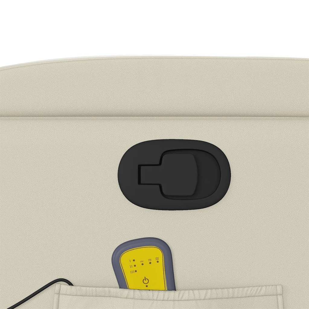 vidaXL Πολυθρόνα Μασάζ Ανακλινόμενη Κρεμ από Συνθετικό Δέρμα