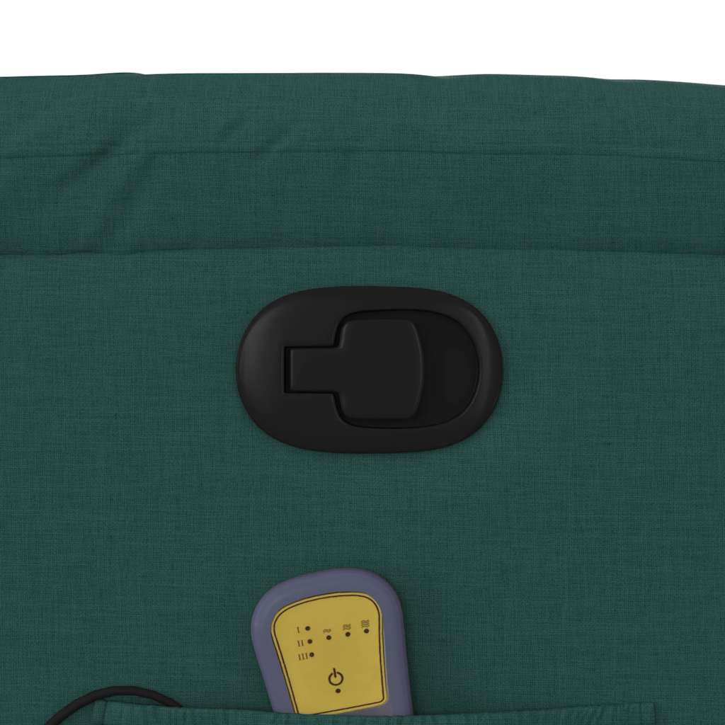 vidaXL Πολυθρόνα Μασάζ Ανακλινόμενη Σκούρο Πράσινο Υφασμάτινη