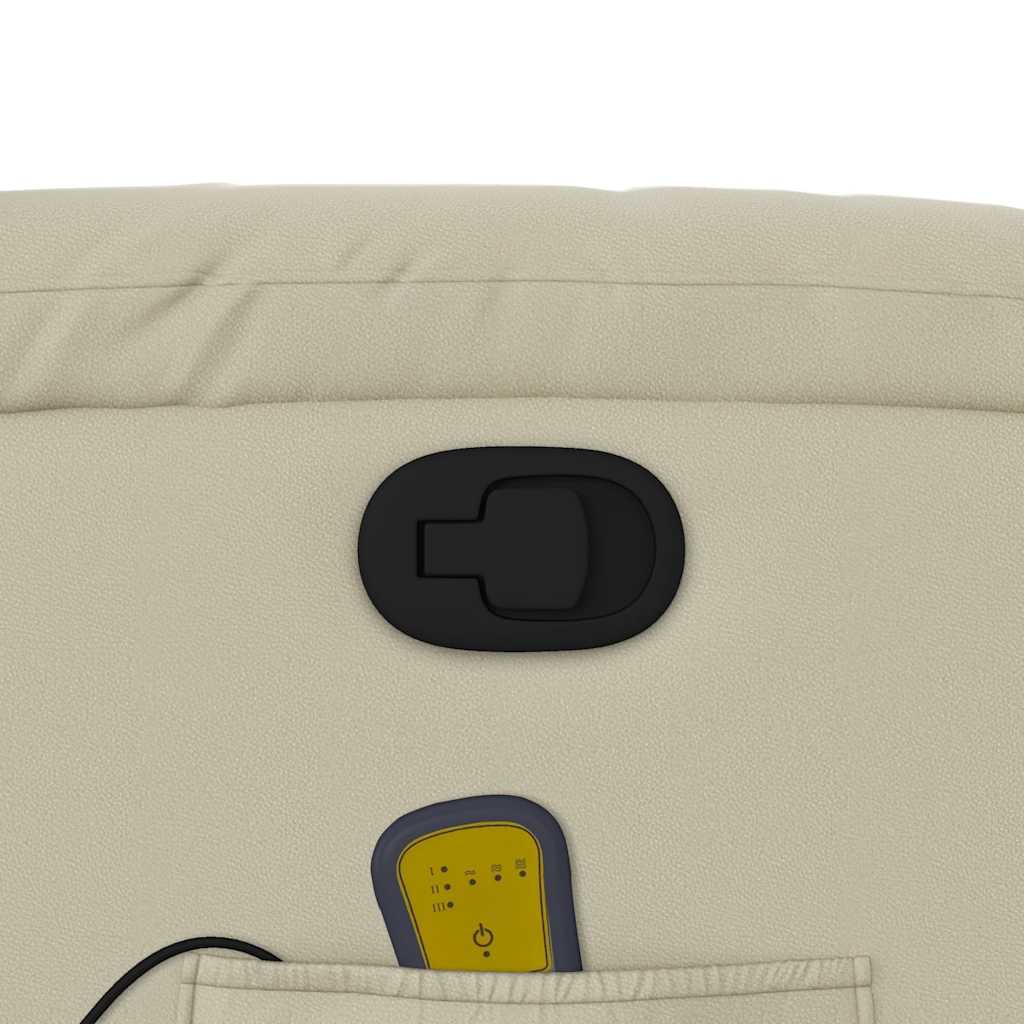 vidaXL Πολυθρόνα Μασάζ Ανακλινόμενη Κρεμ από Συνθετικό Δέρμα