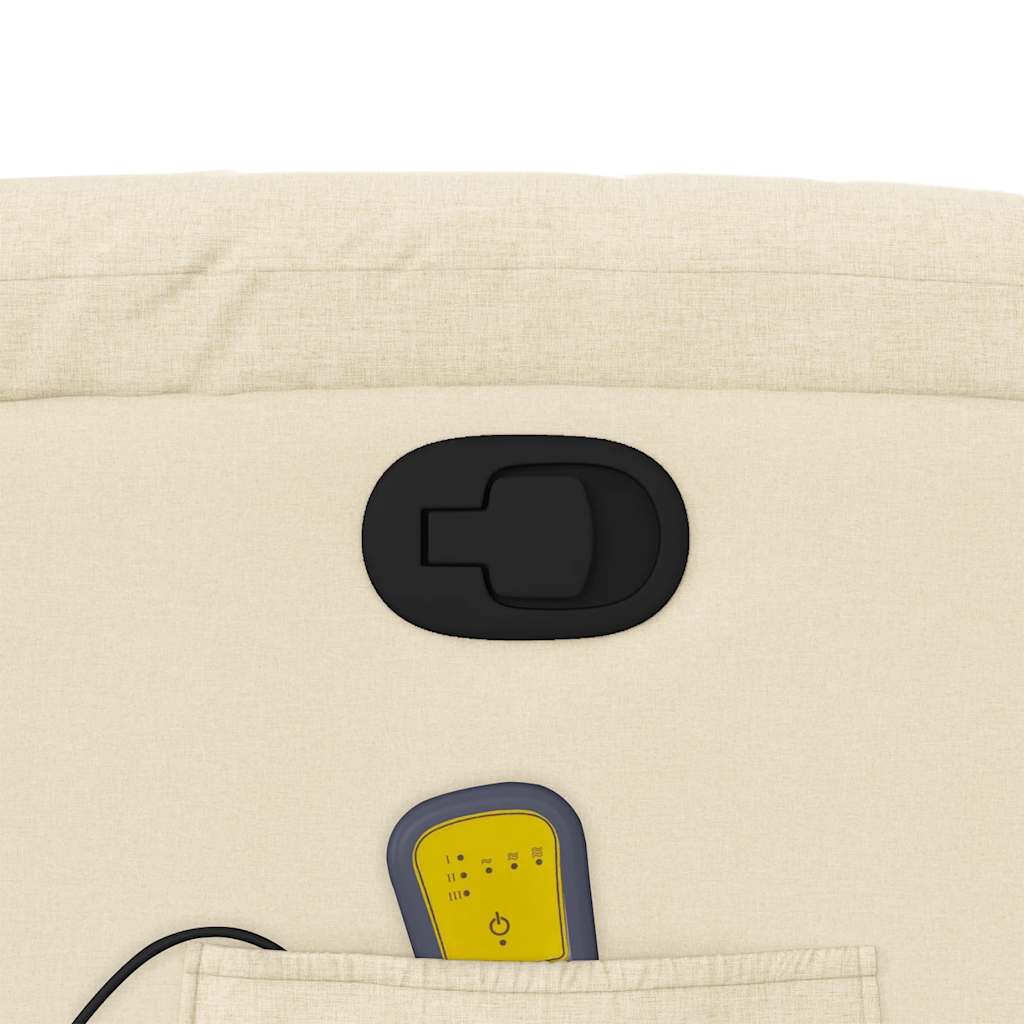 vidaXL Πολυθρόνα Μασάζ Ανακλινόμενη Κρεμ Υφασμάτινη