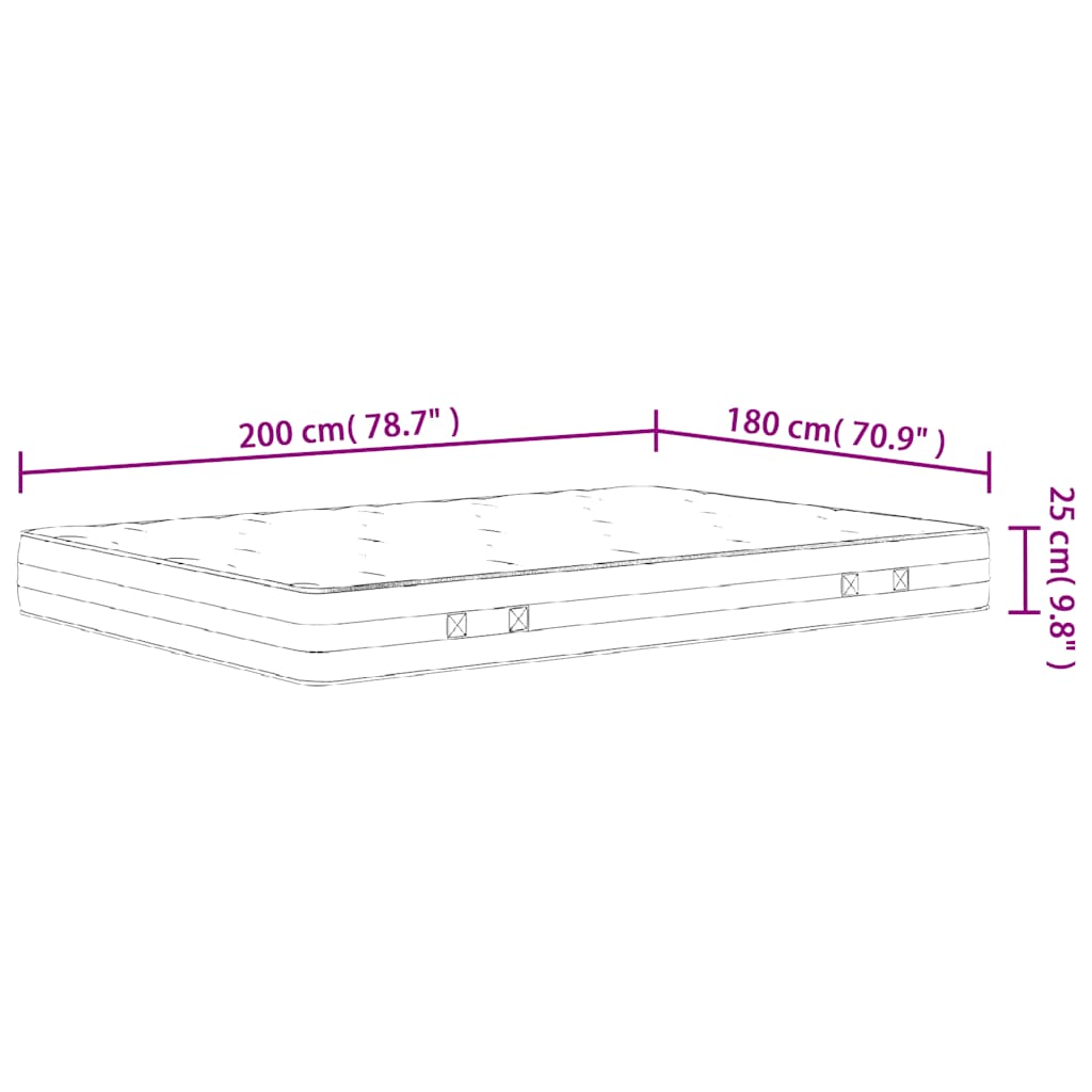 vidaXL Στρώμα με Pocket Springs Μεσαία Σκληρότητα 180 x 200 εκ.