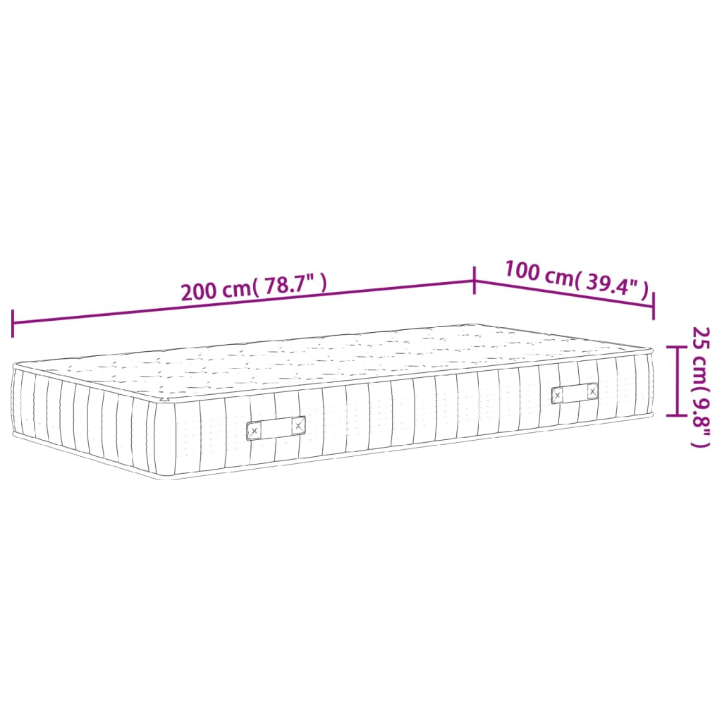 vidaXL Στρώμα με Pocket Springs Μεσαία Σκληρότητα 100x200 εκ.
