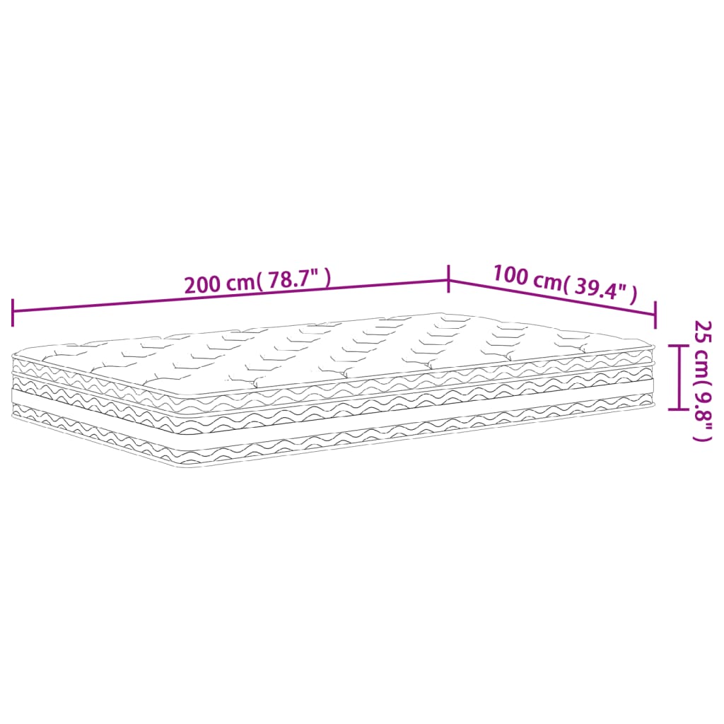 vidaXL Στρώμα με Pocket Springs Μεσαία Σκληρότητα 100x200 εκ.