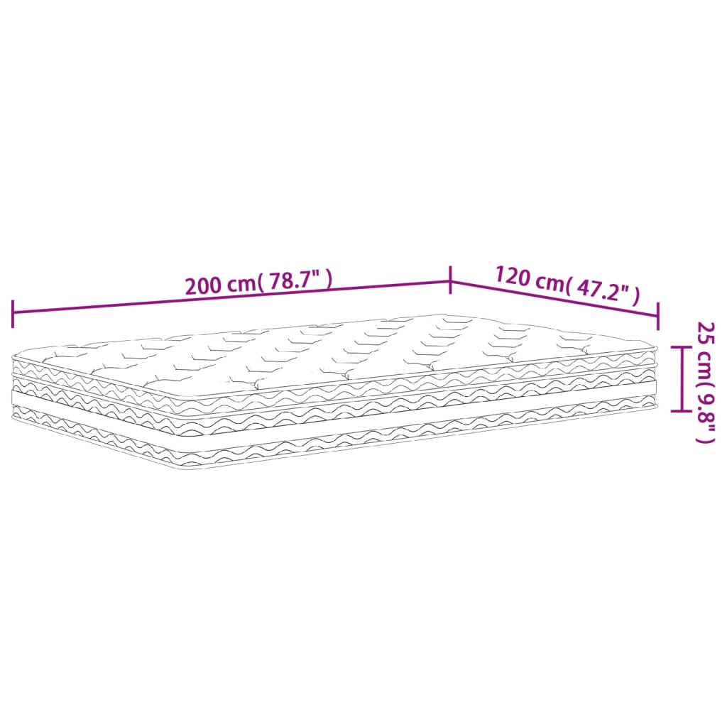 vidaXL Στρώμα με Pocket Springs Μεσαία Σκληρότητα 120x200 εκ.