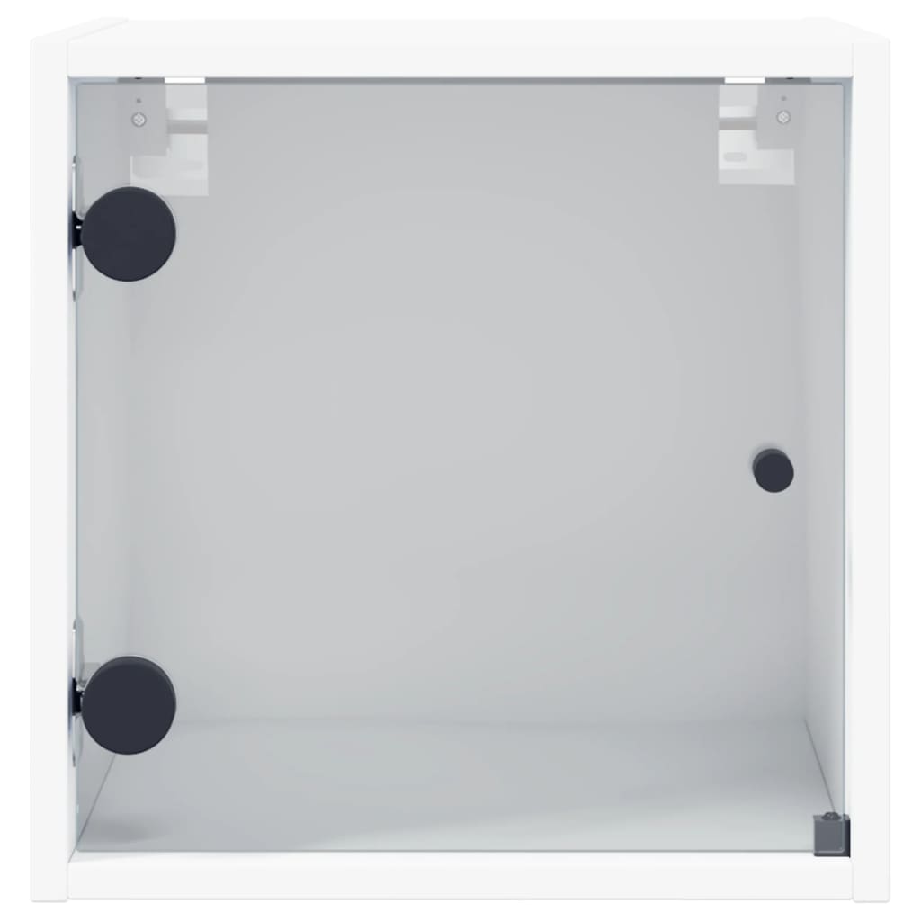 vidaXL Κομοδίνο Λευκό 35x37x35 εκ. με Γυάλινη Πόρτα