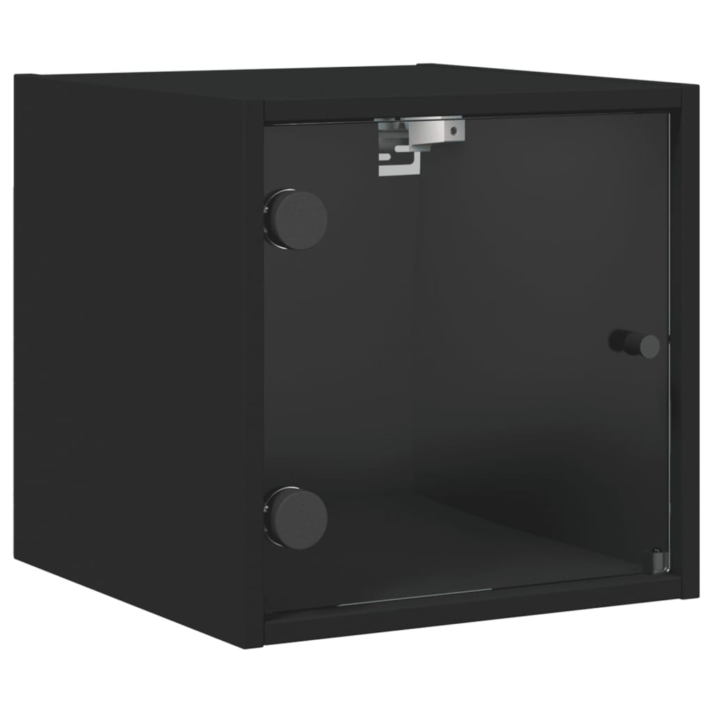 vidaXL Κομοδίνα 2 τεμ. Μαύρα 35x37x35 εκ. με Γυάλινες Πόρτες