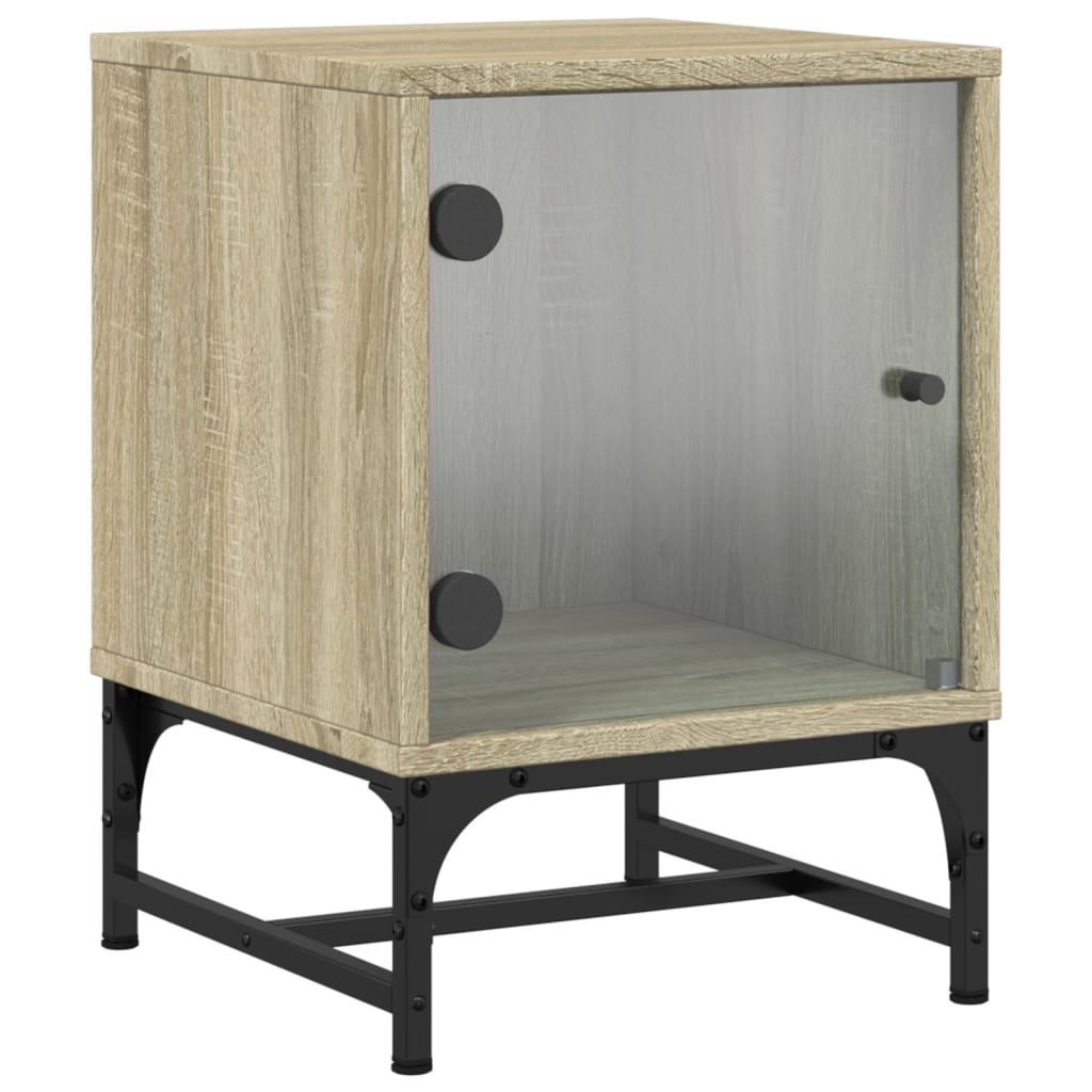 vidaXL Κομοδίνα 2 τεμ. Sonoma Δρυς 35x37x50 εκ. με Γυάλινες Πόρτες