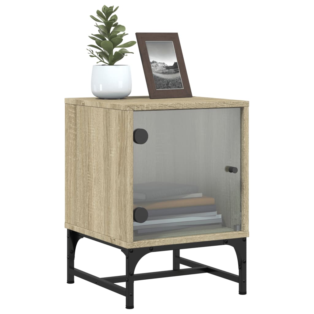 vidaXL Κομοδίνα 2 τεμ. Sonoma Δρυς 35x37x50 εκ. με Γυάλινες Πόρτες