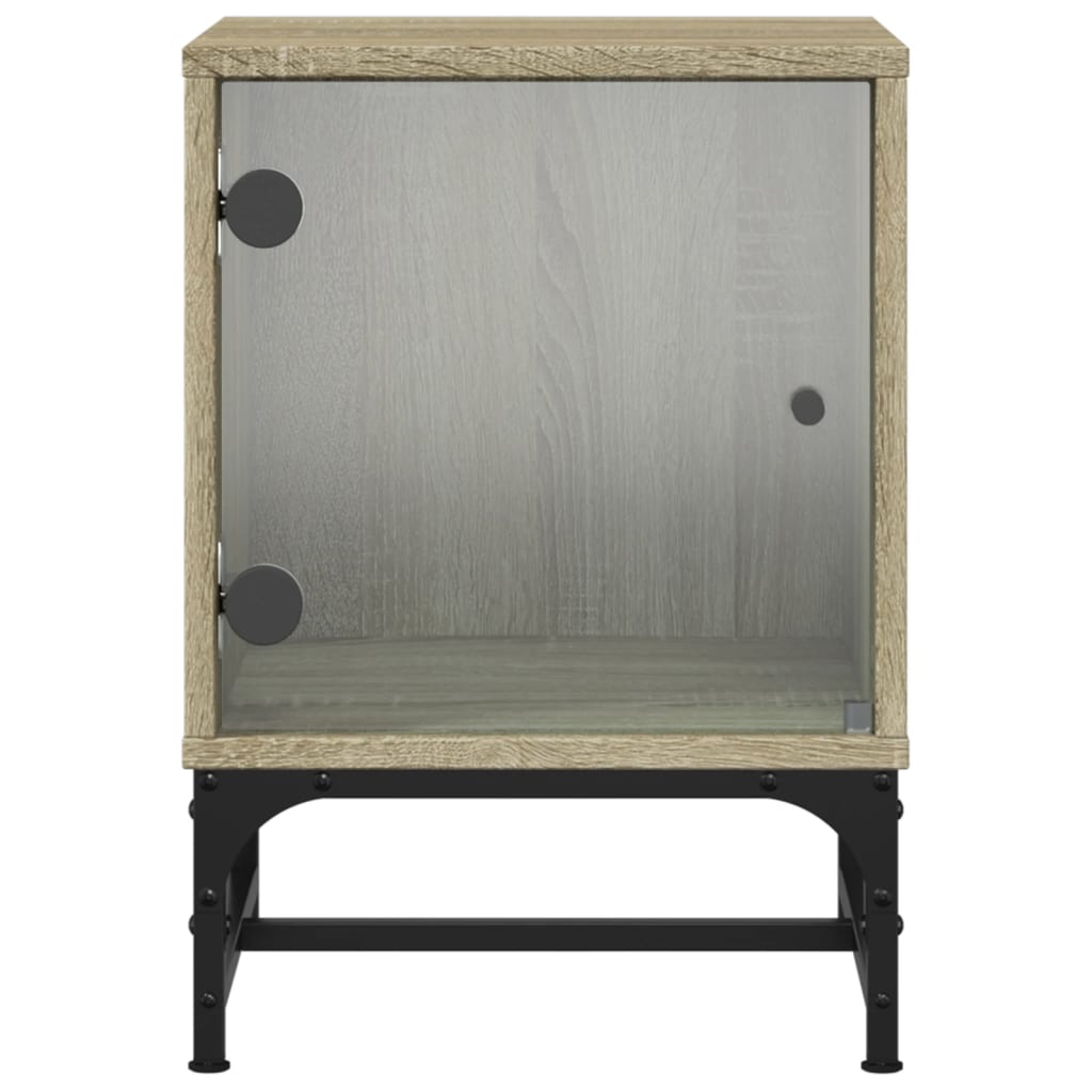 vidaXL Κομοδίνα 2 τεμ. Sonoma Δρυς 35x37x50 εκ. με Γυάλινες Πόρτες