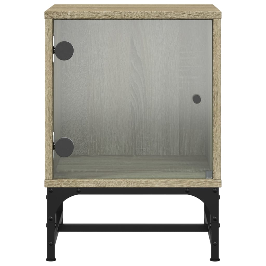 vidaXL Κομοδίνα 2 τεμ. Sonoma Δρυς 35x37x50 εκ. με Γυάλινες Πόρτες
