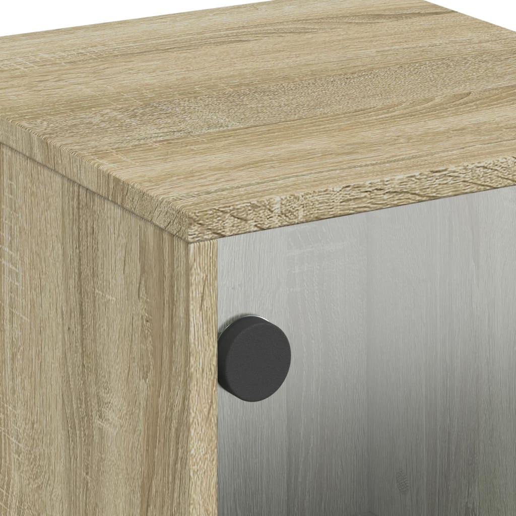 vidaXL Κομοδίνα 2 τεμ. Sonoma Δρυς 35x37x50 εκ. με Γυάλινες Πόρτες