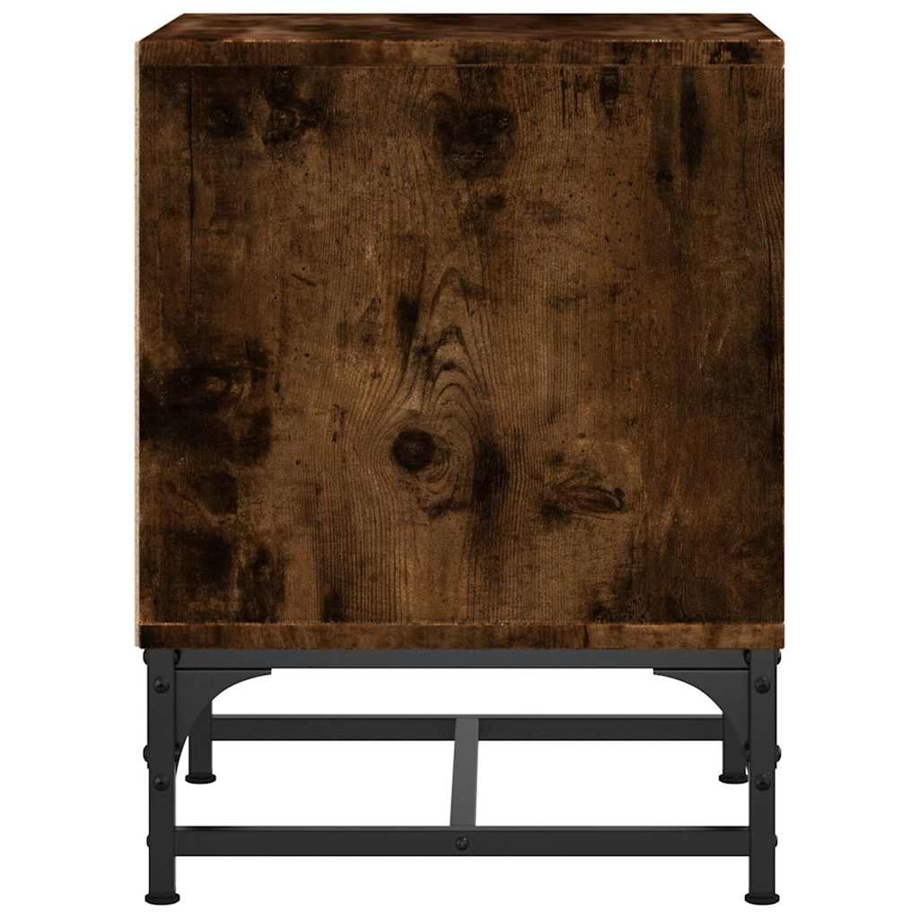 vidaXL Κομοδίνο Καπνιστή Δρυς 35 x 37 x 50 εκ. με Γυάλινη Πόρτα
