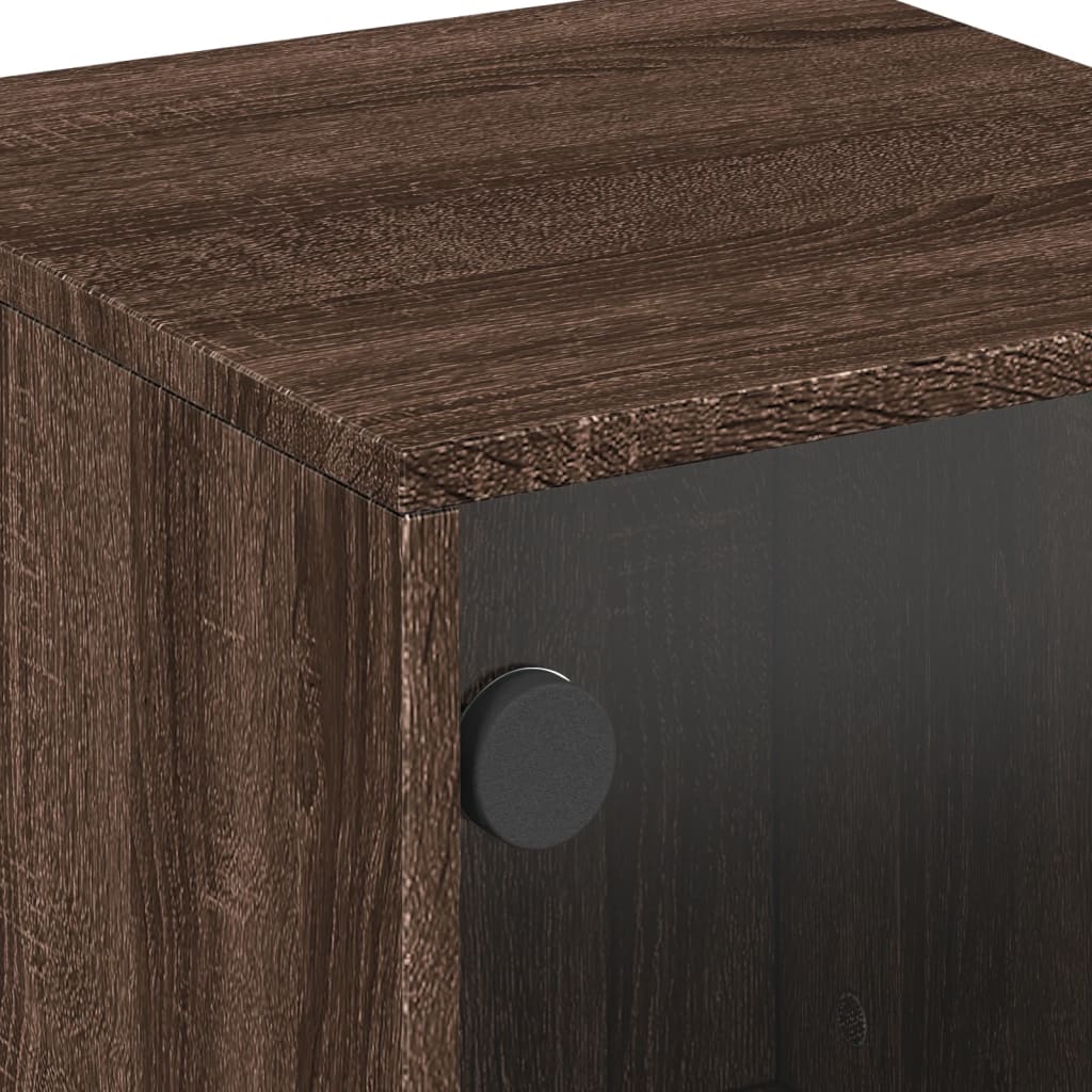 vidaXL Κομοδίνο Καφέ Δρυς 35 x 37 x 50 εκ. με Γυάλινη Πόρτα
