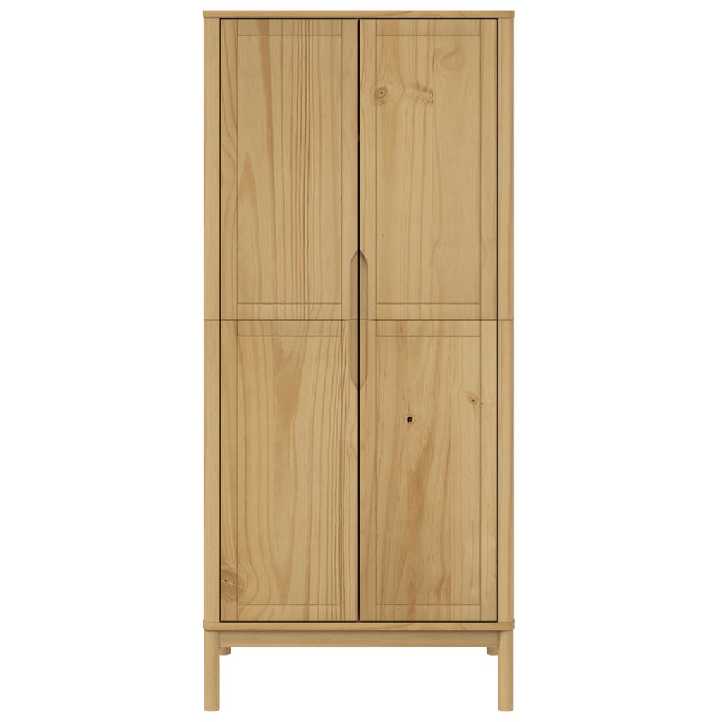 vidaXL Ντουλάπα FLORO Καφέ 77 x 53 x 171 εκ. από Μασίφ Ξύλο Πεύκου