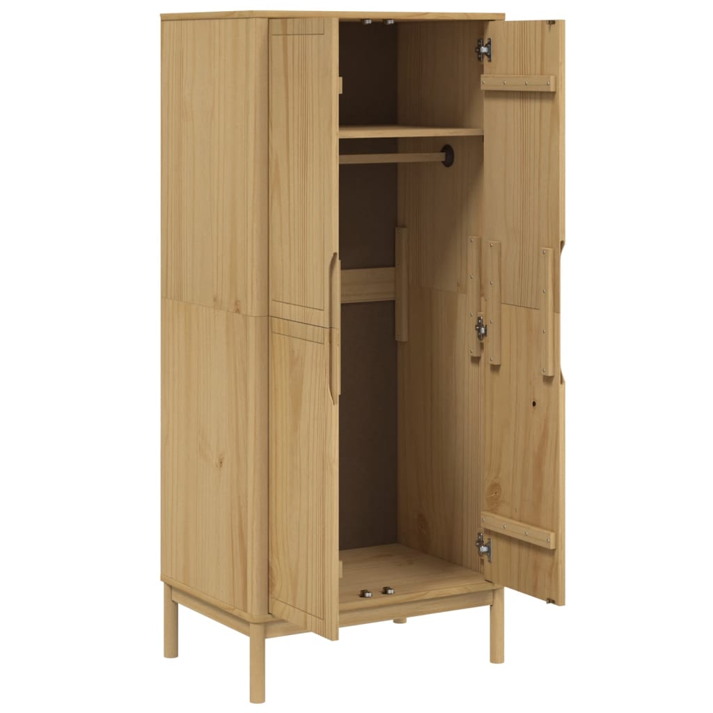 vidaXL Ντουλάπα FLORO Καφέ 77 x 53 x 171 εκ. από Μασίφ Ξύλο Πεύκου