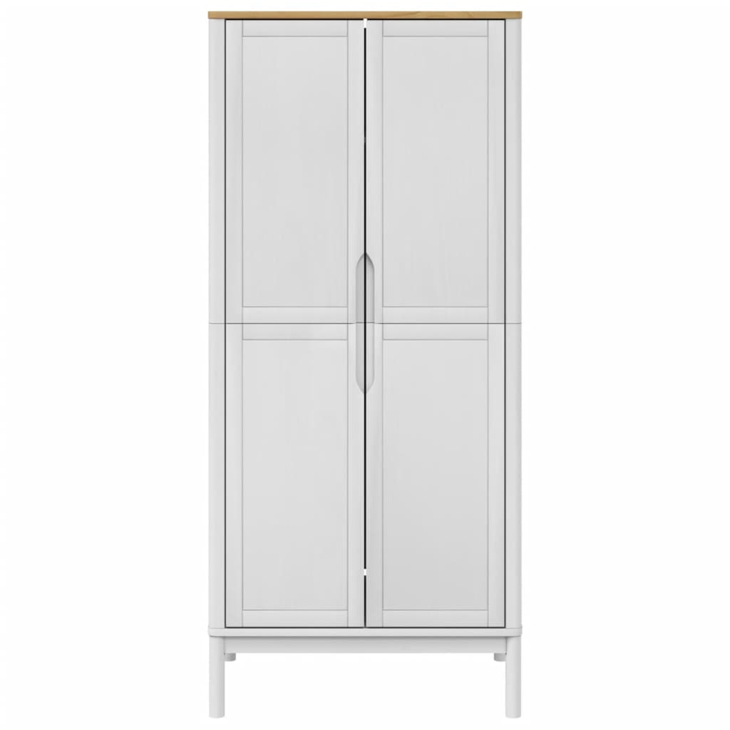 vidaXL Ντουλάπα FLORO Λευκή 77 x 53 x 171 εκ. από Μασίφ Ξύλο Πεύκου