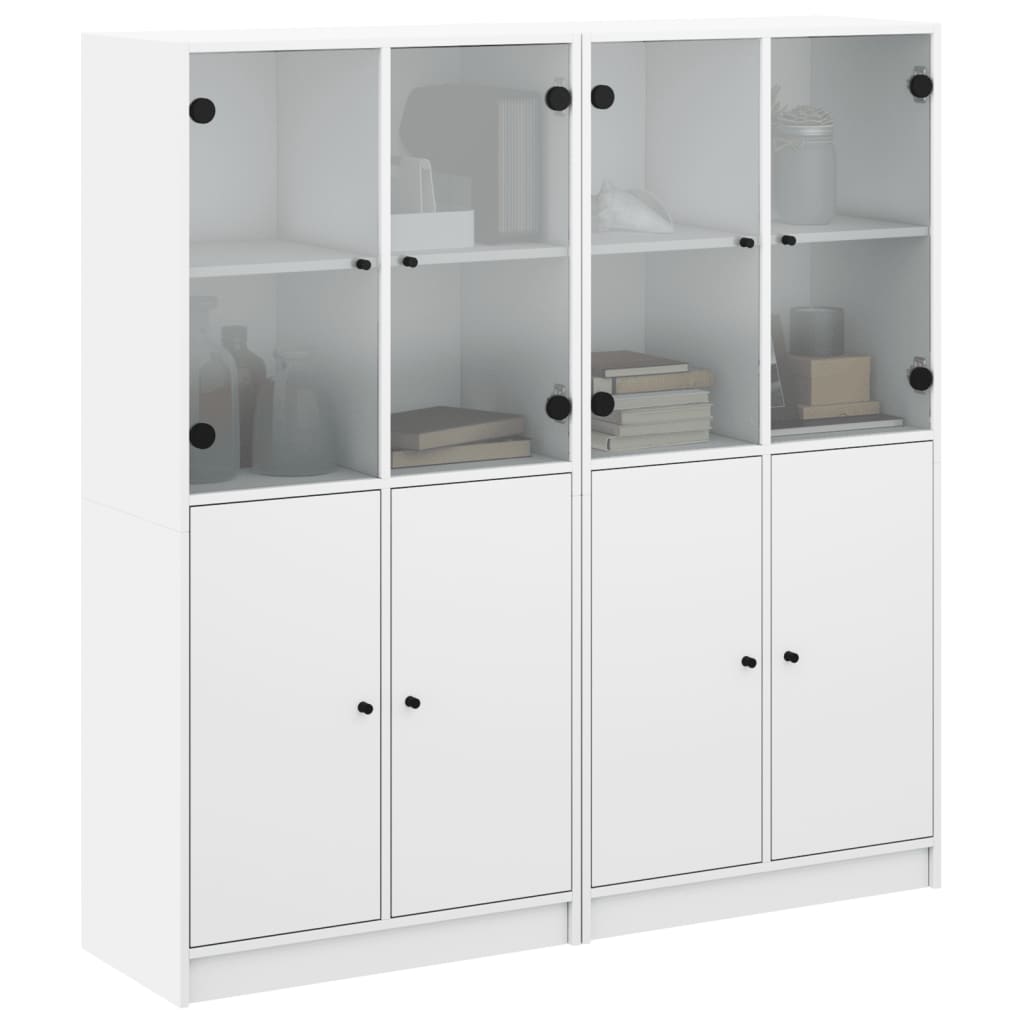 vidaXL Βιβλιοθήκη με Πόρτες Λευκή 136x37x142 εκ. από Επεξεργ. Ξύλο