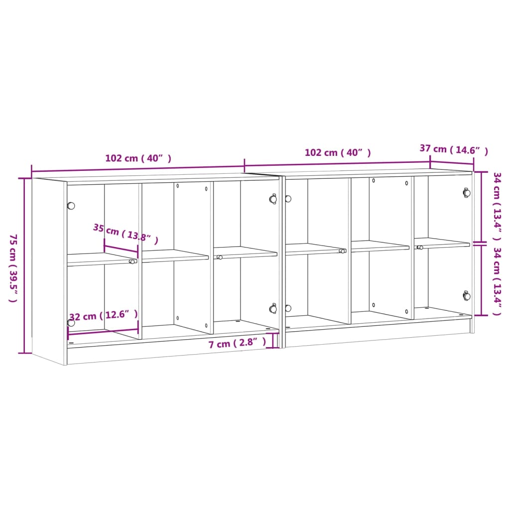 vidaXL Βιβλιοθήκη με Πόρτες Λευκή 204x37x75 εκ. από Επεξεργ. Ξύλο