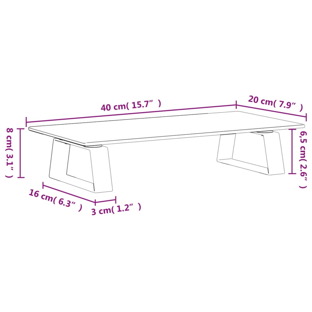 vidaXL Βάση Οθόνης Λευκή 40 x 20 x 8 εκ. από Ψημένο Γυαλί και Μέταλλο