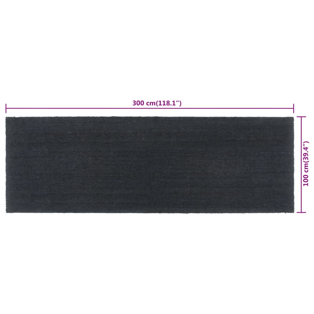 vidaXL Πατάκι Εισόδου Σκούρο Γκρι 100 x 300 εκ. Θυσανωτός Κοκοφοίνικας