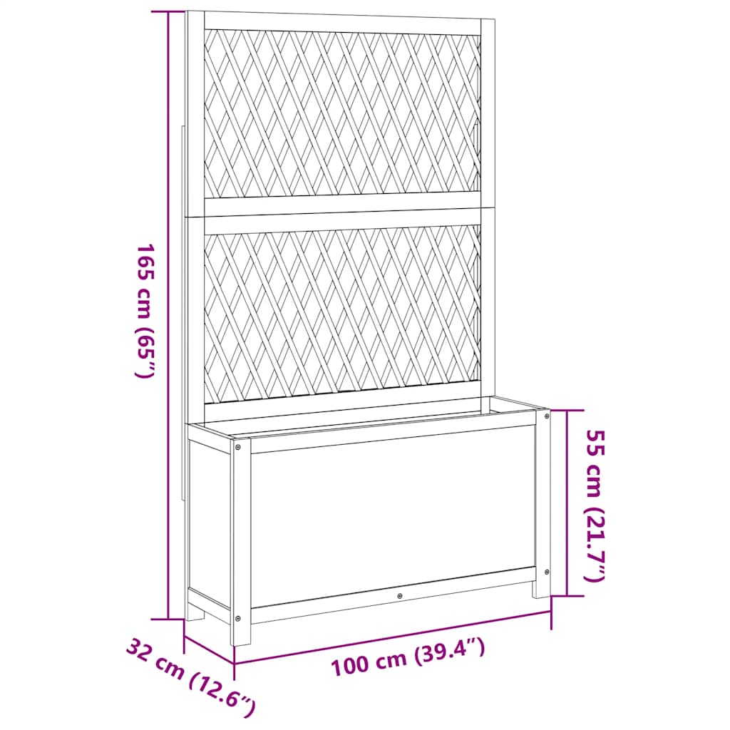 vidaXL Γλάστρα με Καφασωτό 100x32x165 εκ. Μασίφ Ξύλο Ακακίας