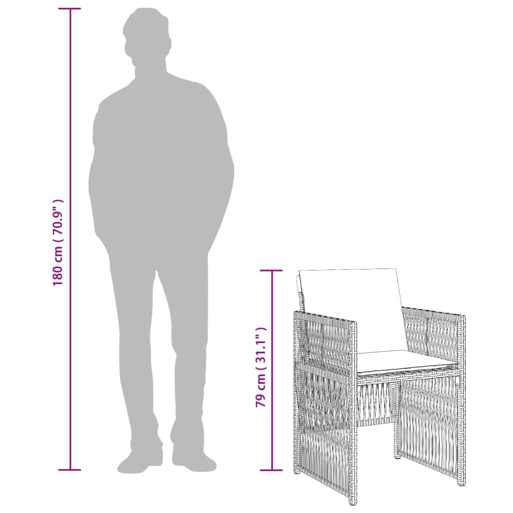 vidaXL Καρέκλες Κήπου 4 τεμ. Καφέ Συνθ. Ρατάν Μαξιλάρια
