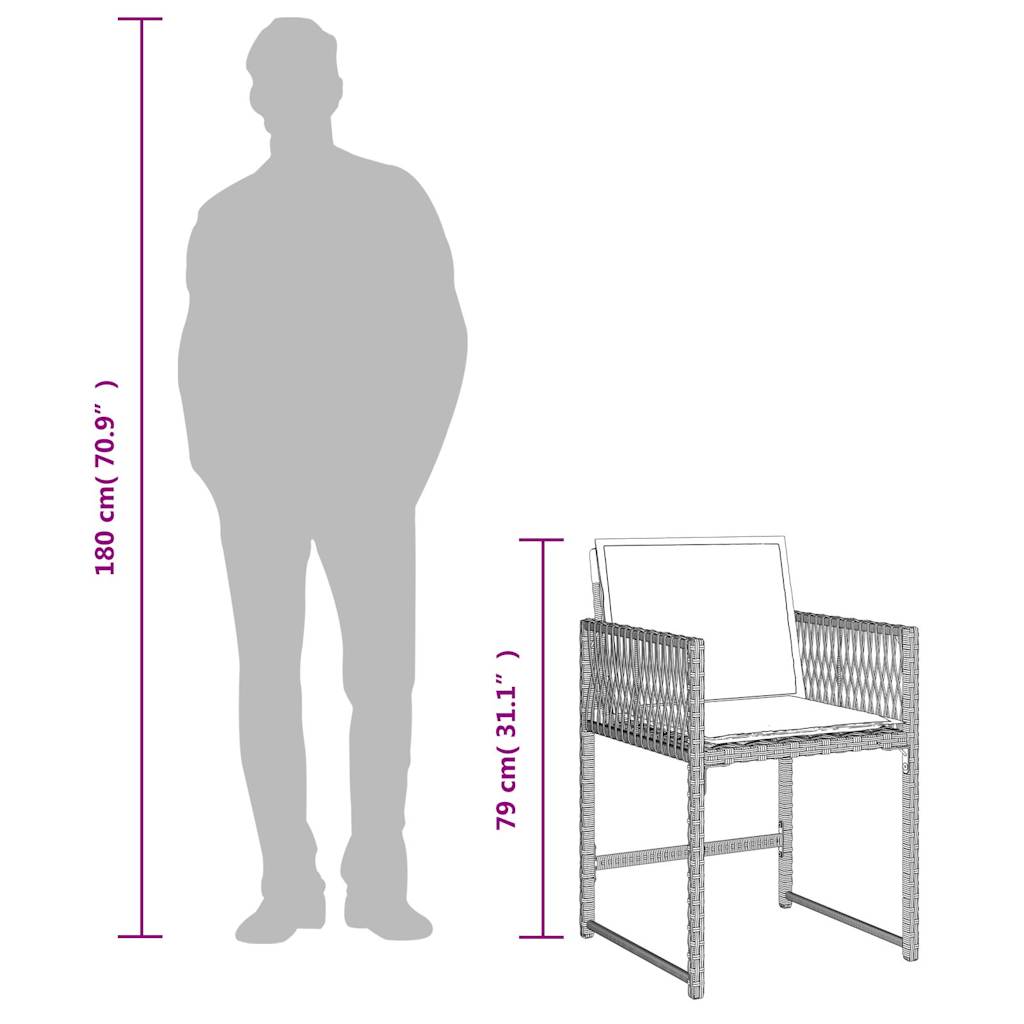 vidaXL Καρέκλες Κήπου 4 τεμ. Αν. Γκρι από Συνθετικό Ρατάν με Μαξιλάρια