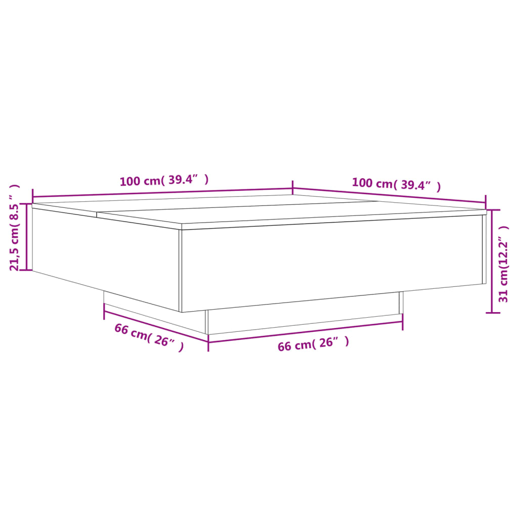 vidaXL Τραπεζάκι Σαλονιού Καπνιστή Δρυς 100x100x31 εκ. Επεξεργ. Ξύλο