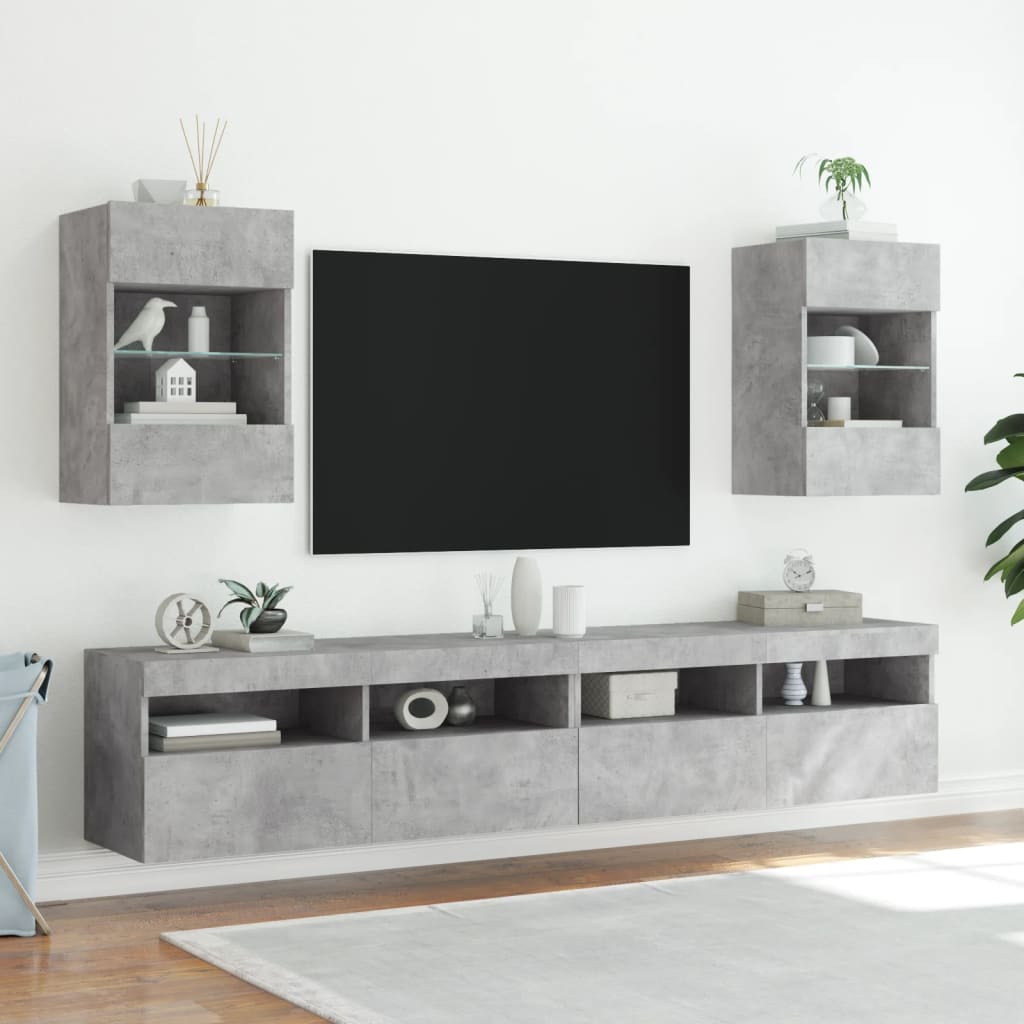 vidaXL Έπιπλο Τηλεόρασης με LED Γκρι Σκυροδέματος 40x30x60,5 εκ.