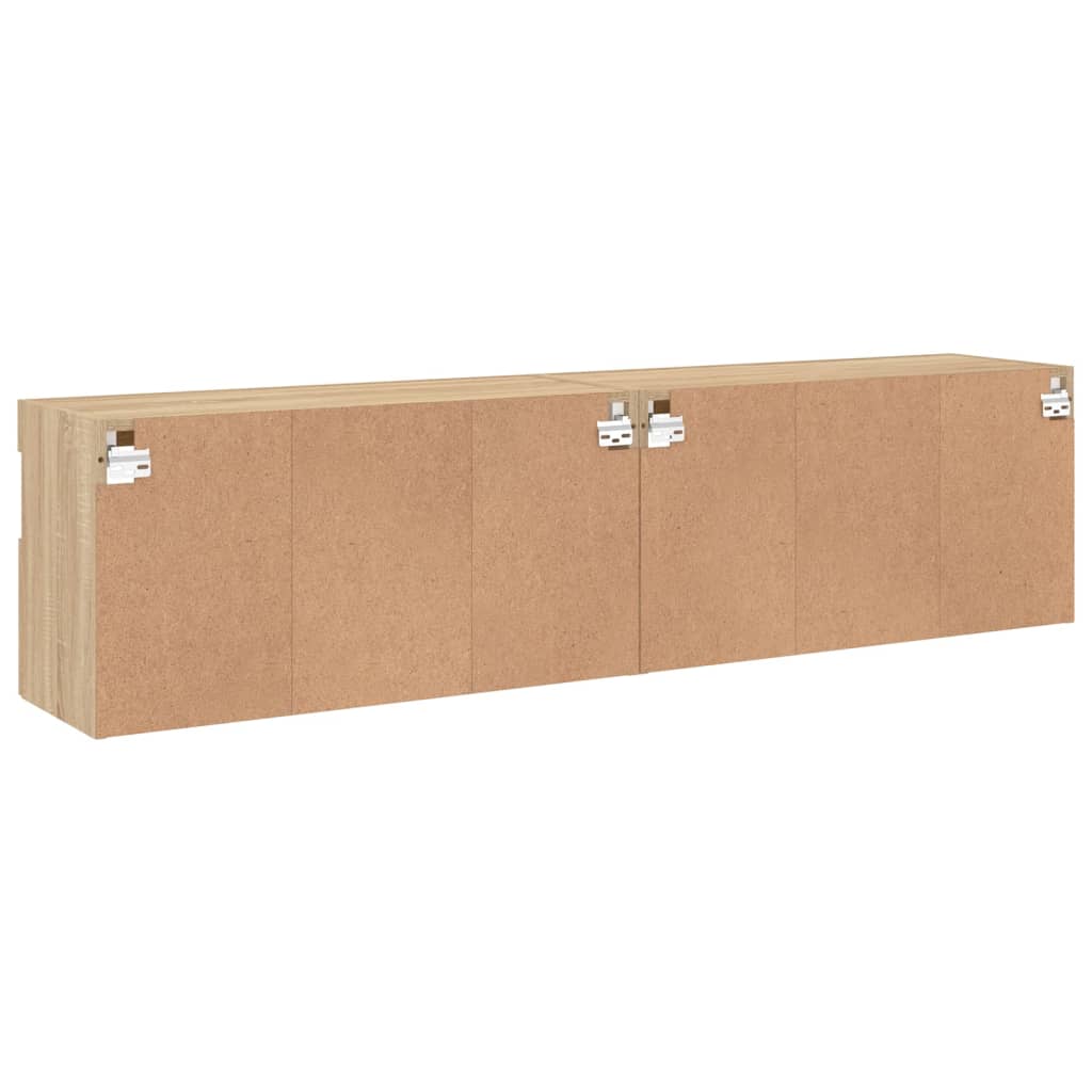 vidaXL Έπιπλα Τοίχου Τηλ. με LED 2 Τεμ. Sonoma Δρυς 80x30x40 εκ.