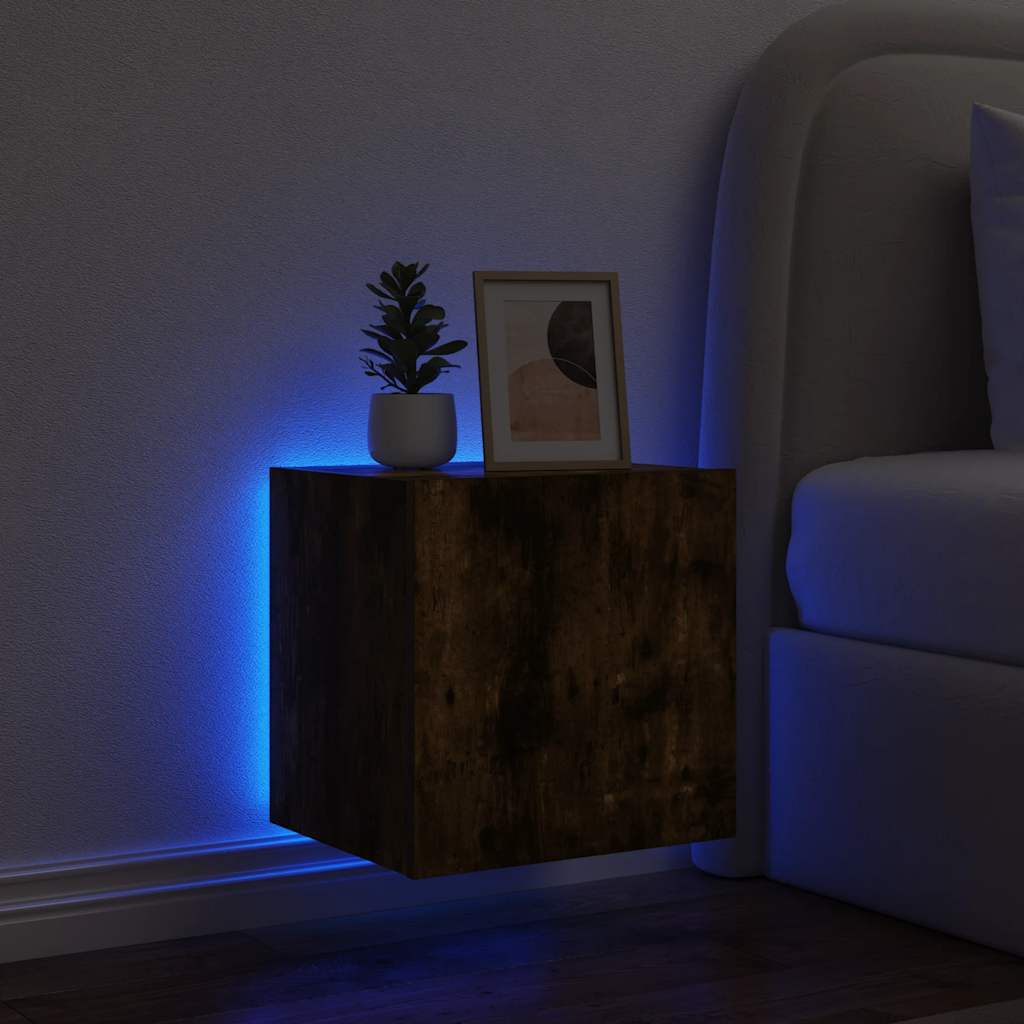 vidaXL Έπιπλα Τοίχου Τηλεόρασης LED 2 Τεμ. Καπνιστή Δρυς 40,5x35x40εκ.